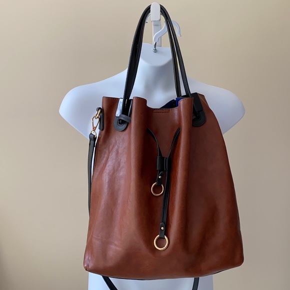 LF Handbags - LF oversized faux leather drawstring tote bag